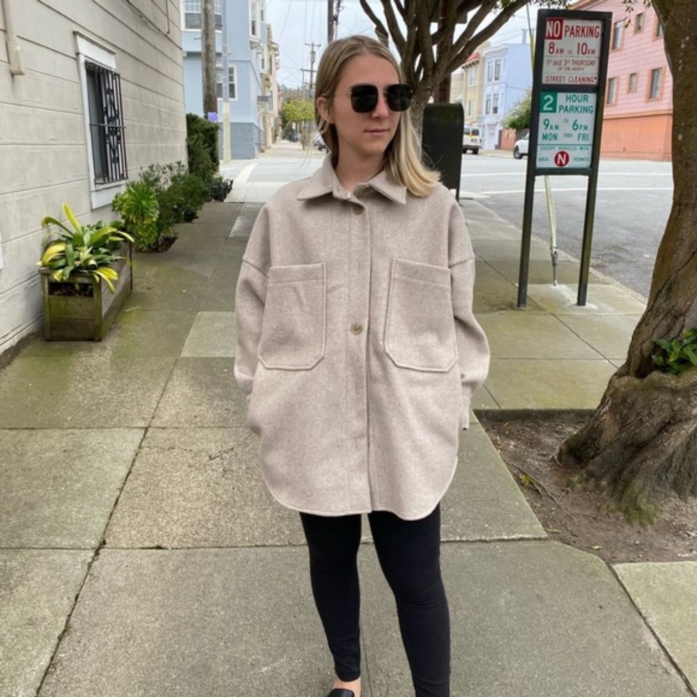 Oatmeal Colored oak + fort Shacket Oversized